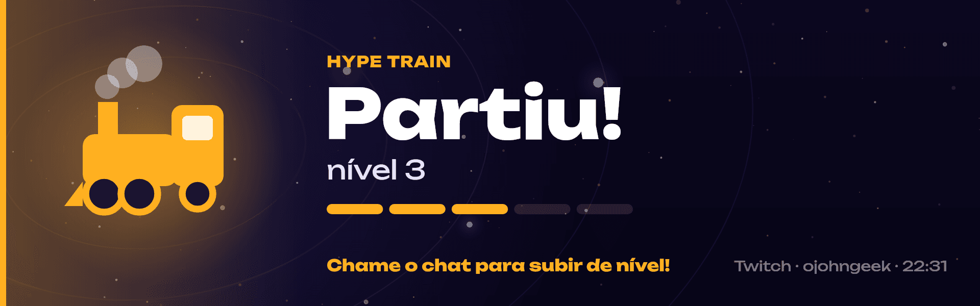 Cartão do painel da live: Hype Train nível 3