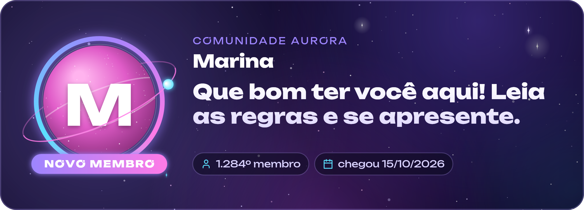 Exemplo de cartão de boas-vindas