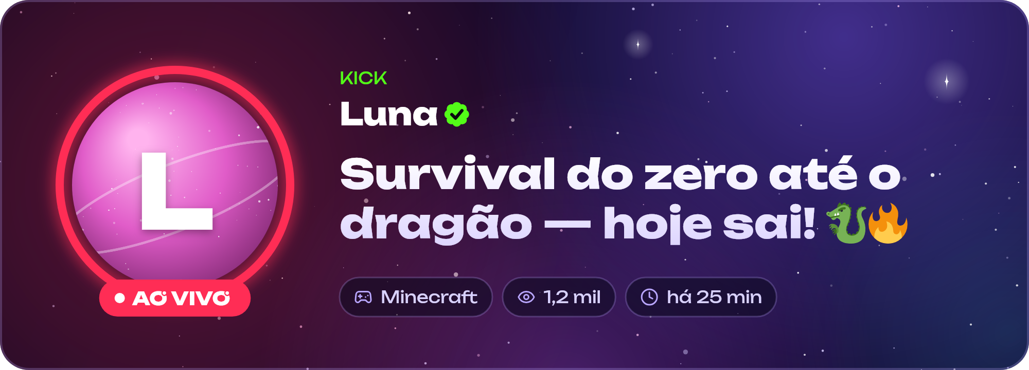 Alerta de live na Kick